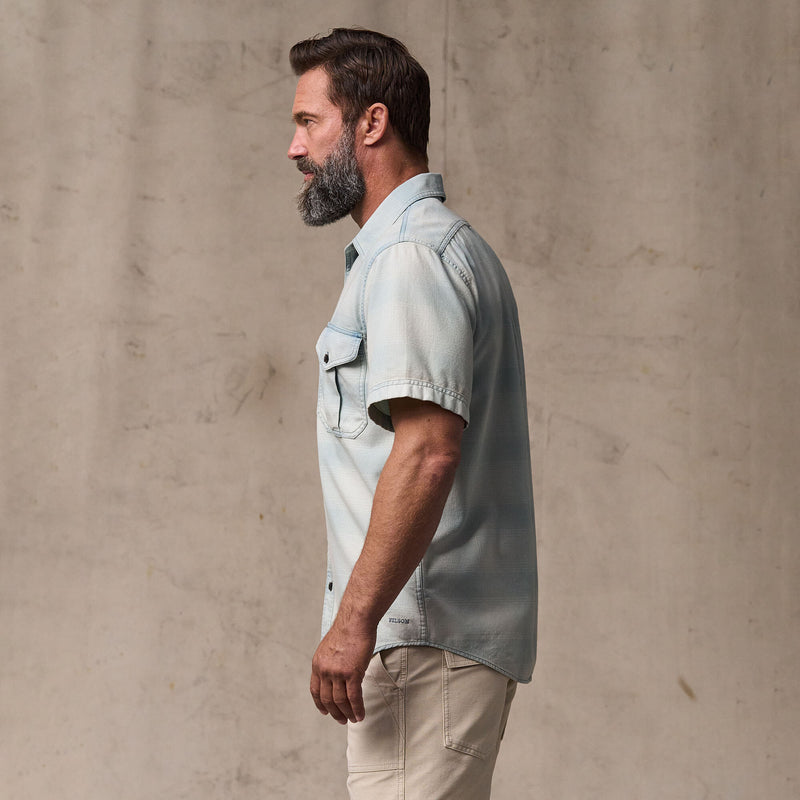 Short sleeve lightweight alaskan guide shirt by Filson | Indigo plaid (Blue)