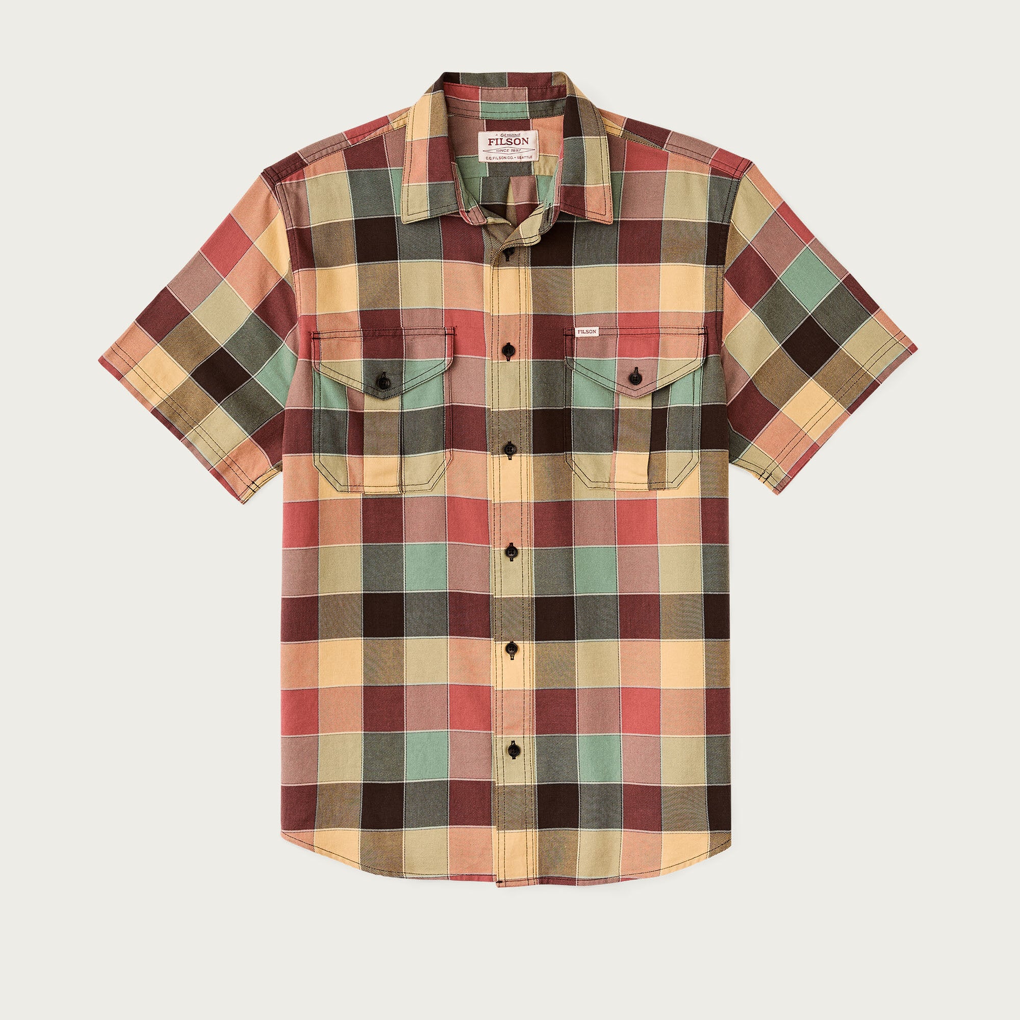 Short sleeve lightweight alaskan guide shirt by Filson | Red / multi ...