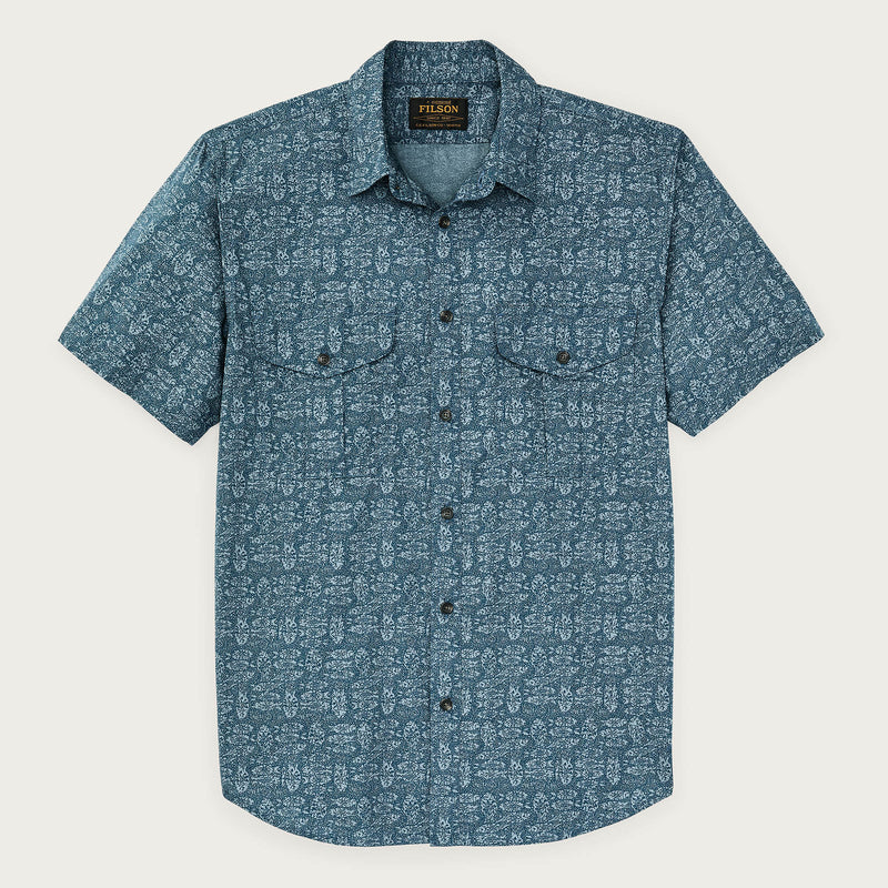 Filson's washed short sleeve feather cloth shirt by Filson | Blue / print (Blue)
