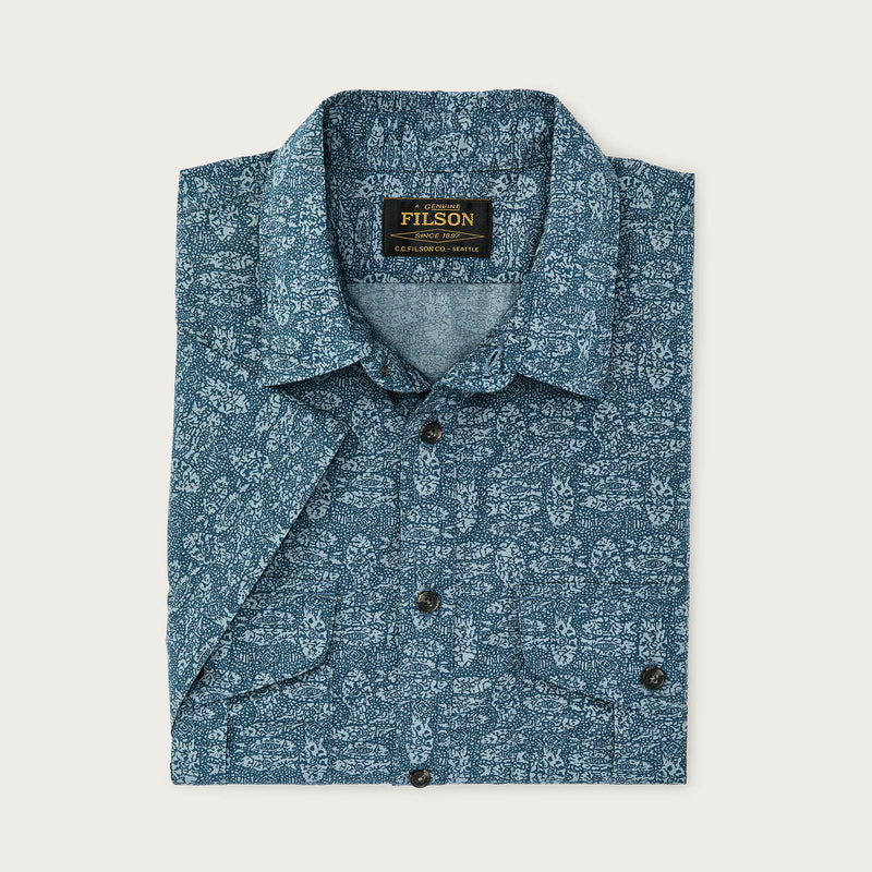 Filson's washed short sleeve feather cloth shirt by Filson | Blue / print (Blue)