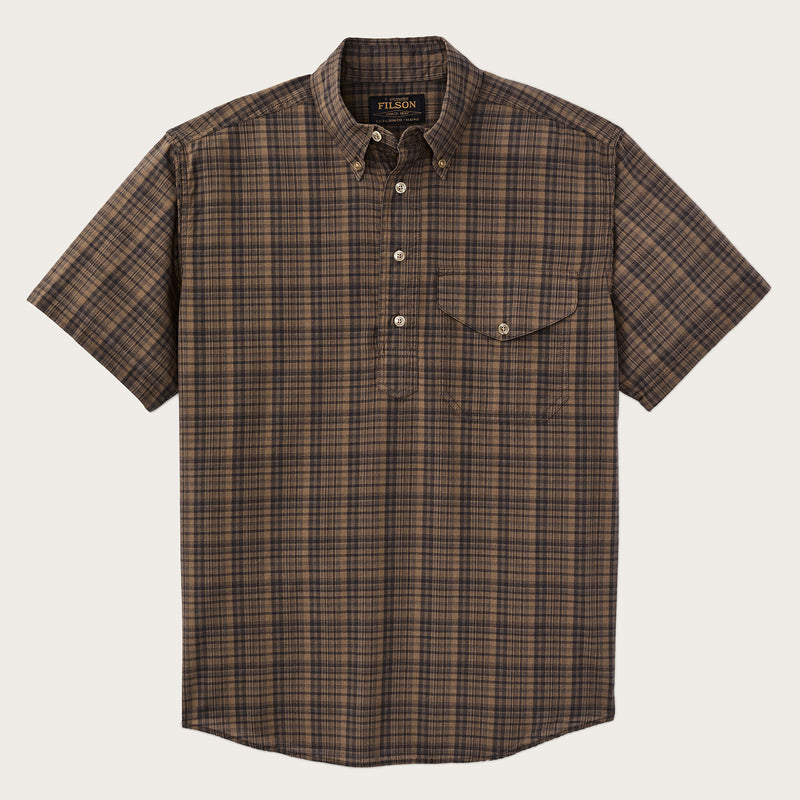 Short sleeve madras popover shirt by Filson | Brown / olive plaid (Brown)