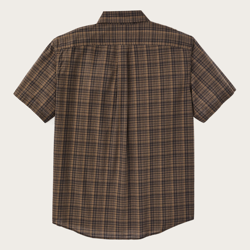 Short sleeve madras popover shirt by Filson | Brown / olive plaid (Brown)