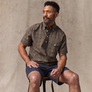 Short sleeve madras popover shirt by Filson | Brown / olive plaid (Brown)