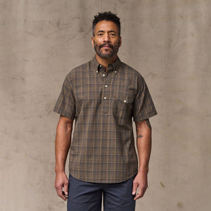 Short sleeve madras popover shirt by Filson | Brown / olive plaid (Brown)