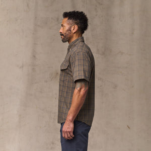 Short sleeve madras popover shirt by Filson | Brown / olive plaid (Brown)