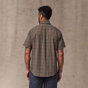 Short sleeve madras popover shirt by Filson | Brown / olive plaid (Brown)