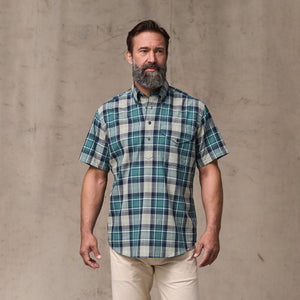 Short sleeve madras popover shirt by Filson | Gray / teal multi (Blue)