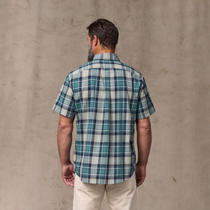 Short sleeve madras popover shirt by Filson | Gray / teal multi (Blue)
