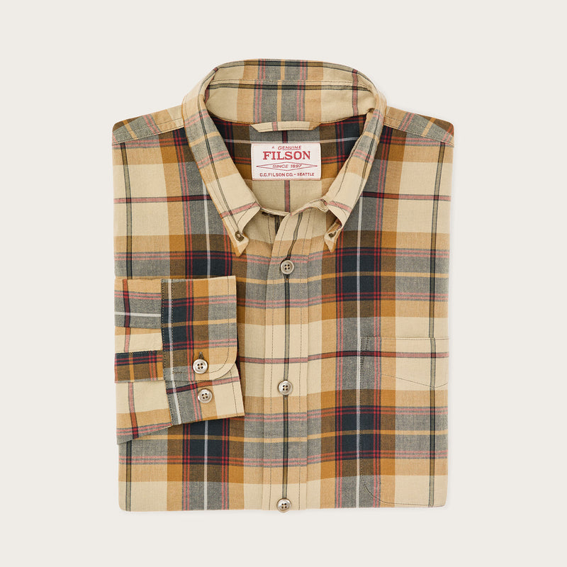 Madras button-down shirt by Filson | Tan / spruce multi (Yellow)