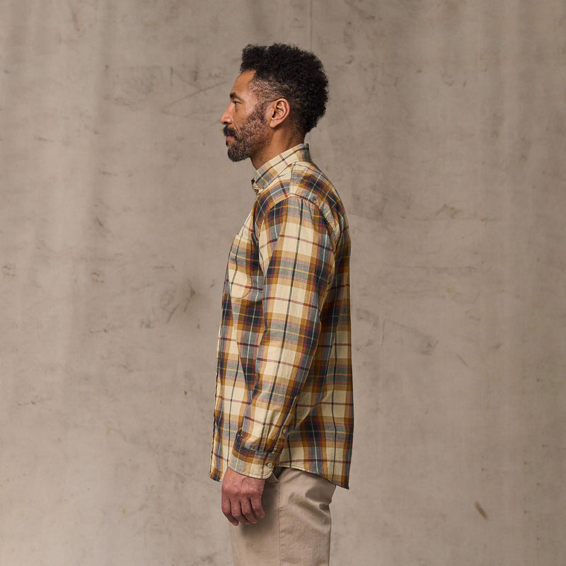 Madras button-down shirt by Filson | Tan / spruce multi (Yellow)