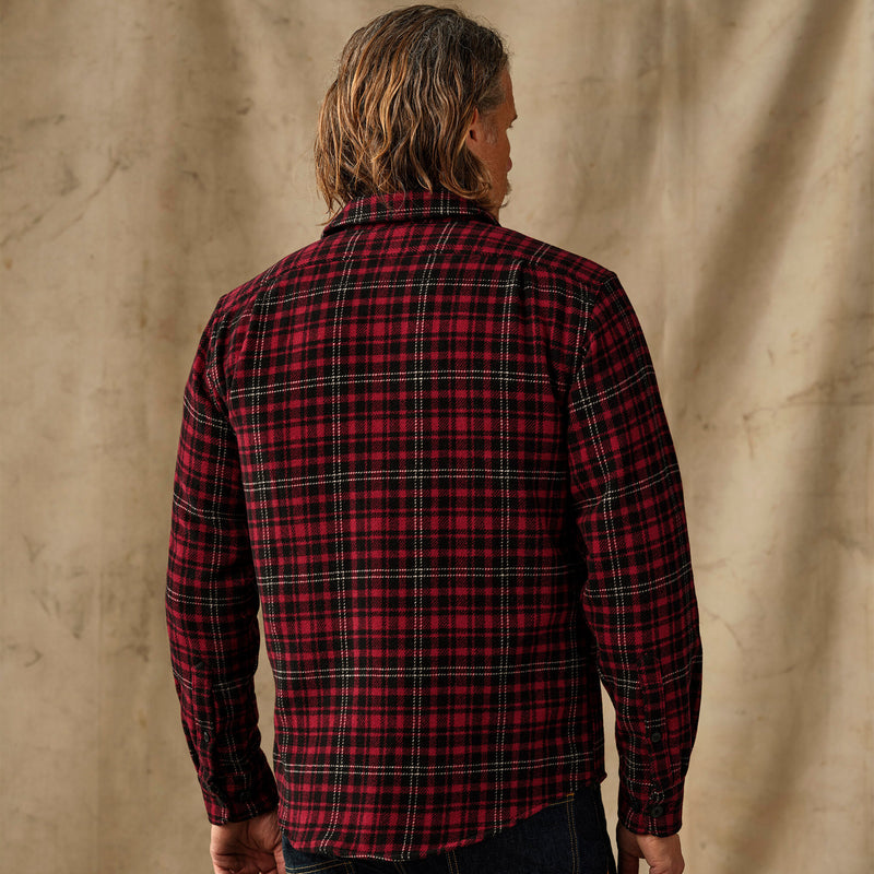 8-oz. wool guide shirt by Filson | Wine / black plaid (Red)