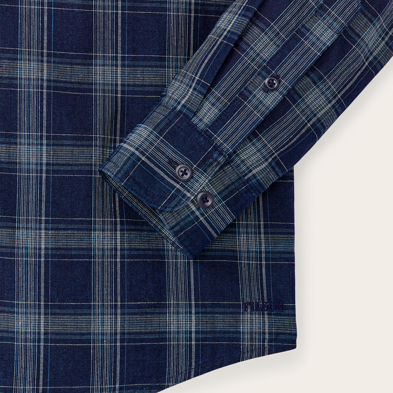 Chambray button-down shirt by Filson | Dark indigo plaid (Blue)