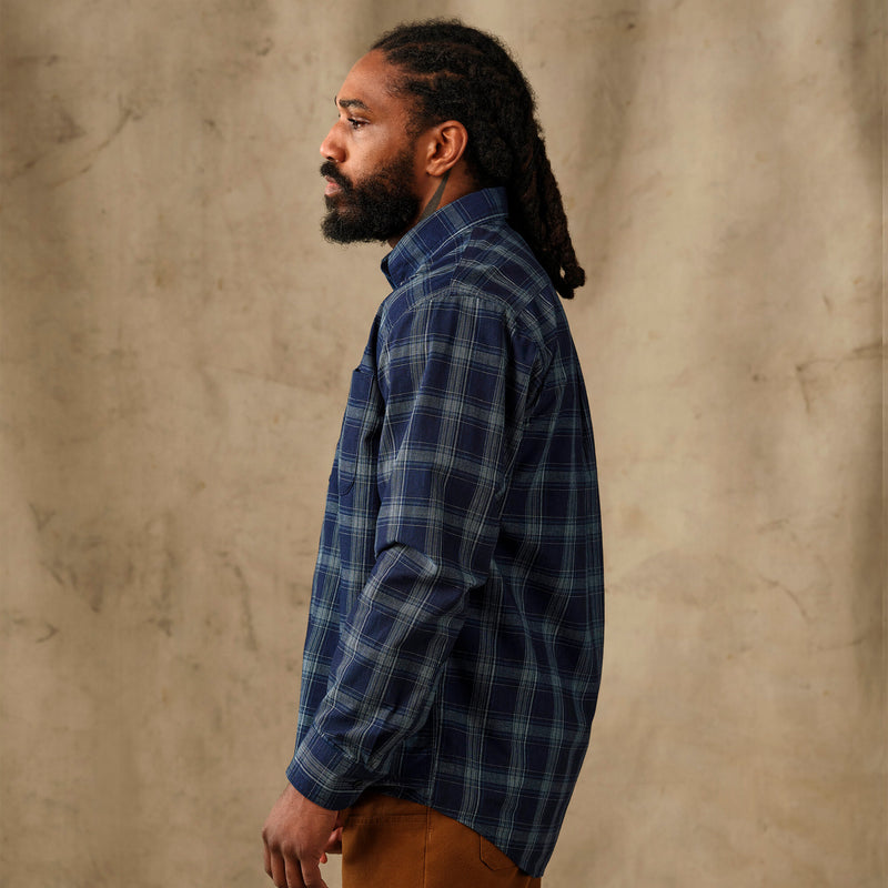 Chambray button-down shirt by Filson | Dark indigo plaid (Blue)