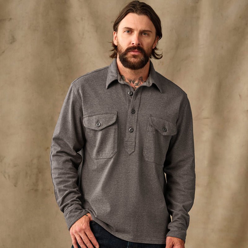 Field knit pullover shirt by Filson | Smoke heather (Brown)