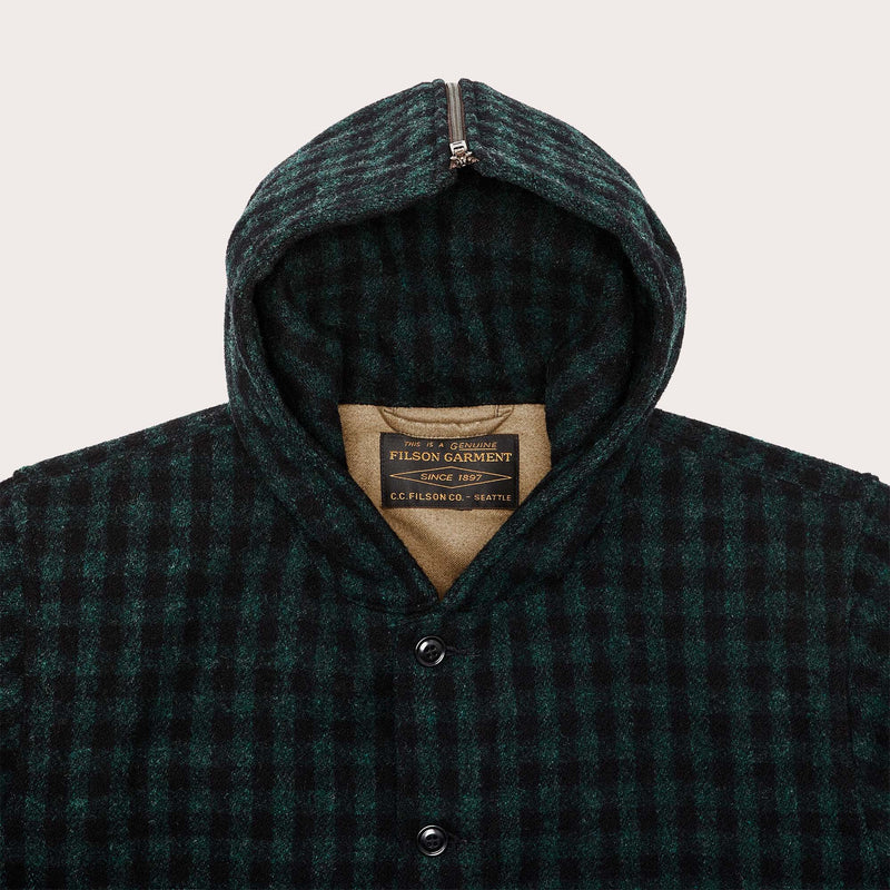 Mackinaw wool hooded cruiser jacket by Filson | Dark timber / black (Green)