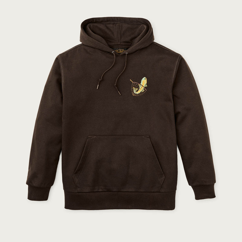 Prospector embroidered hoodie by Filson | Dark brown / fishing (Brown)