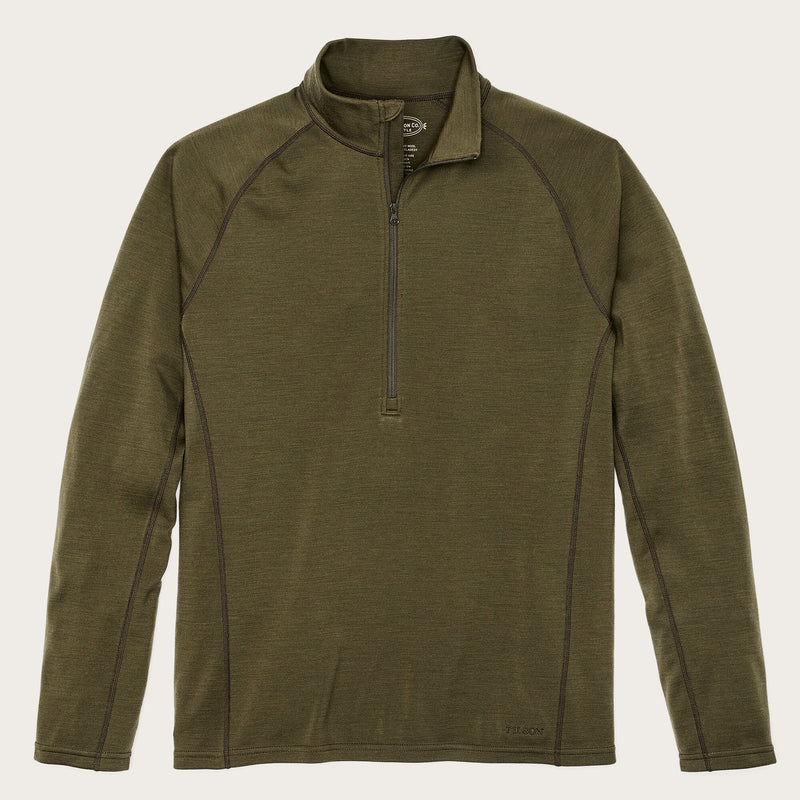 Pull-over avec col camionneur en laine mérinos 400 g par Filson | Dark olive (Green)