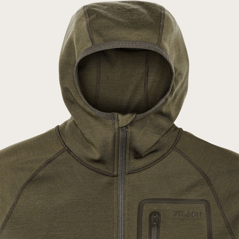 Sweat à capuche en laine mérinos 400 g par Filson | Dark olive (Green)