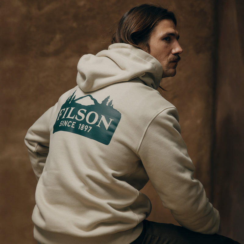 Prospector graphic hoodie by Filson | Cliff gray / scenic (Beige)