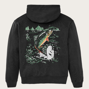 Trout graphic hoodie by Filson | Faded black (Black)