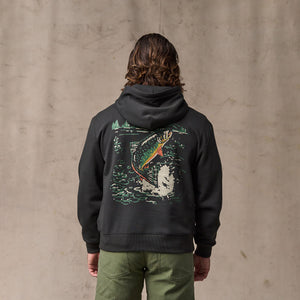 Trout graphic hoodie by Filson | Faded black (Black)