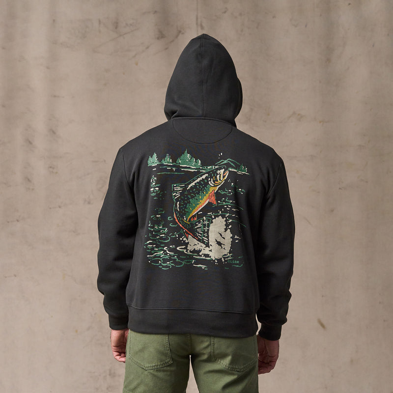 Trout graphic hoodie by Filson | Faded black (Black)