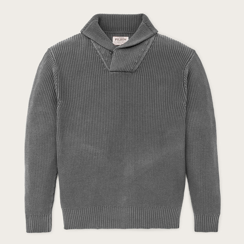 Vintage cotton shawl neck sweater by Filson | Charcoal (Gray)