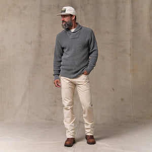 Vintage cotton shawl neck sweater by Filson | Charcoal (Gray)