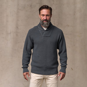 Vintage cotton shawl neck sweater by Filson | Charcoal (Gray)