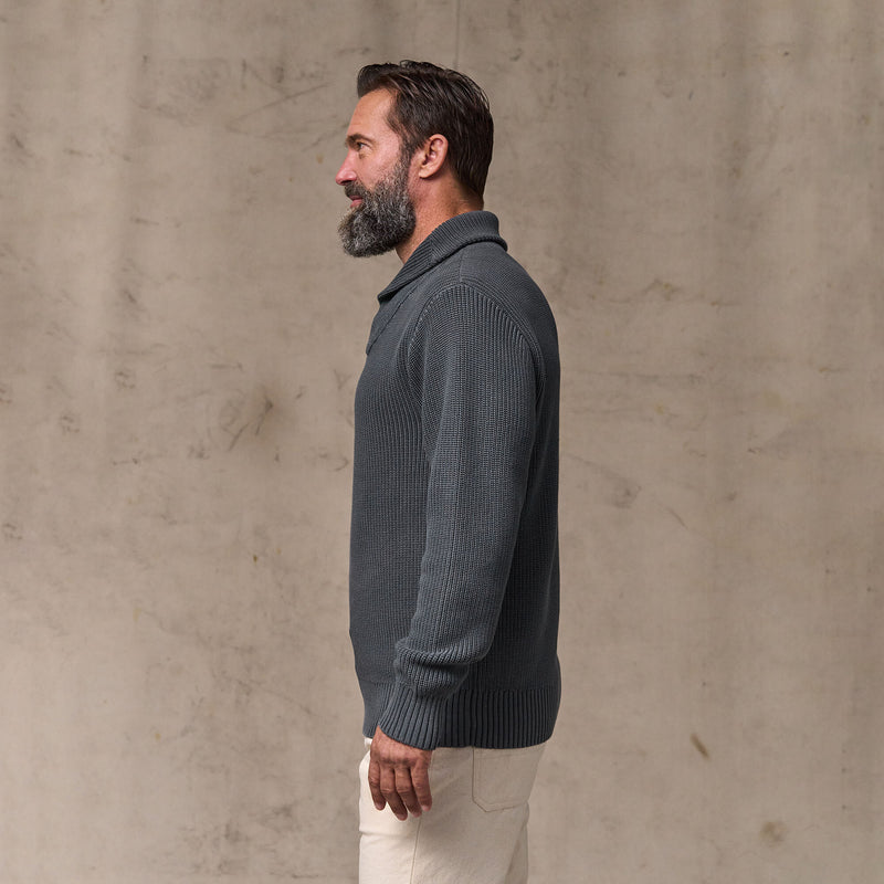 Vintage cotton shawl neck sweater by Filson | Charcoal (Gray)