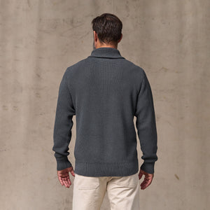 Vintage cotton shawl neck sweater by Filson | Charcoal (Gray)