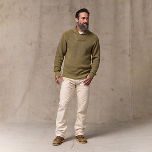 Vintage cotton shawl neck sweater by Filson | Cork (Beige)