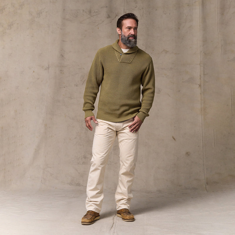 Vintage cotton shawl neck sweater by Filson | Cork (Beige)