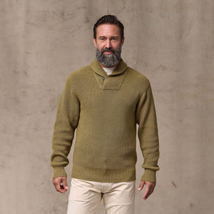 Vintage cotton shawl neck sweater by Filson | Cork (Beige)