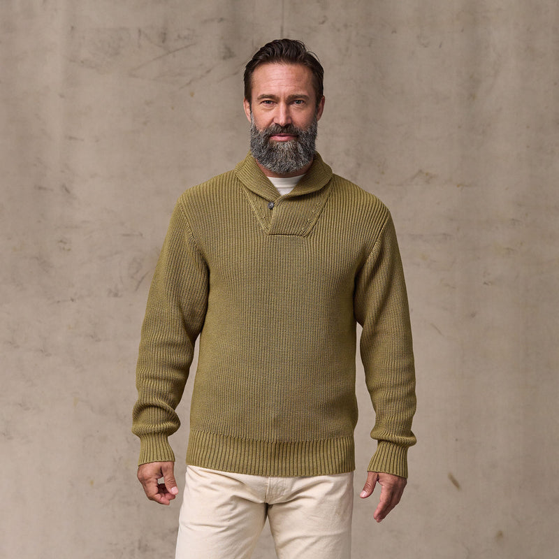 Vintage cotton shawl neck sweater by Filson | Cork (Beige)