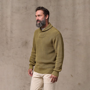 Vintage cotton shawl neck sweater by Filson | Cork (Beige)