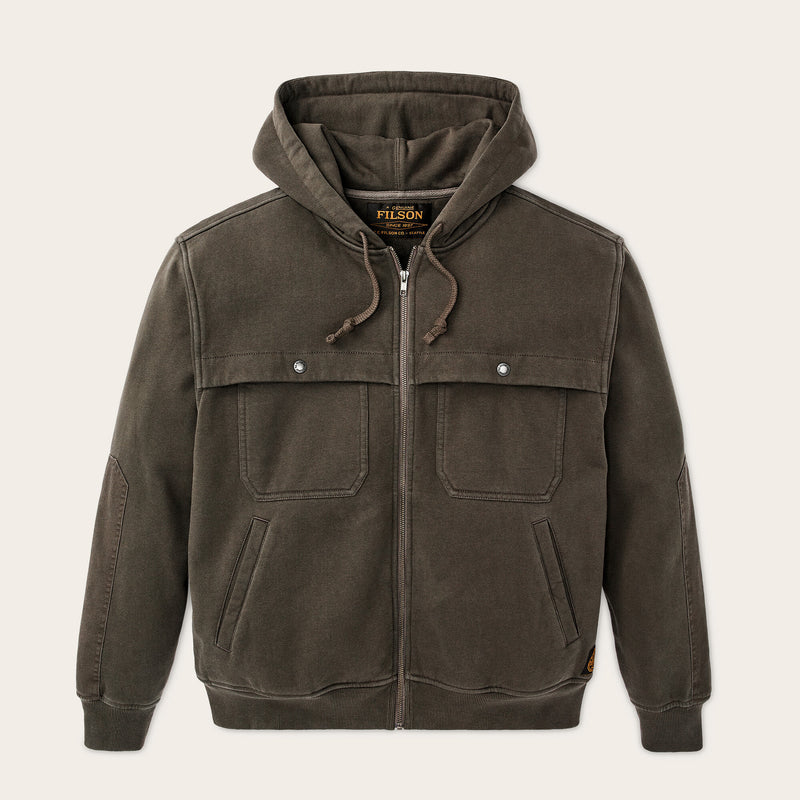 Field knit reinforced full-zip hoodie by Filson | Black olive (Brown)