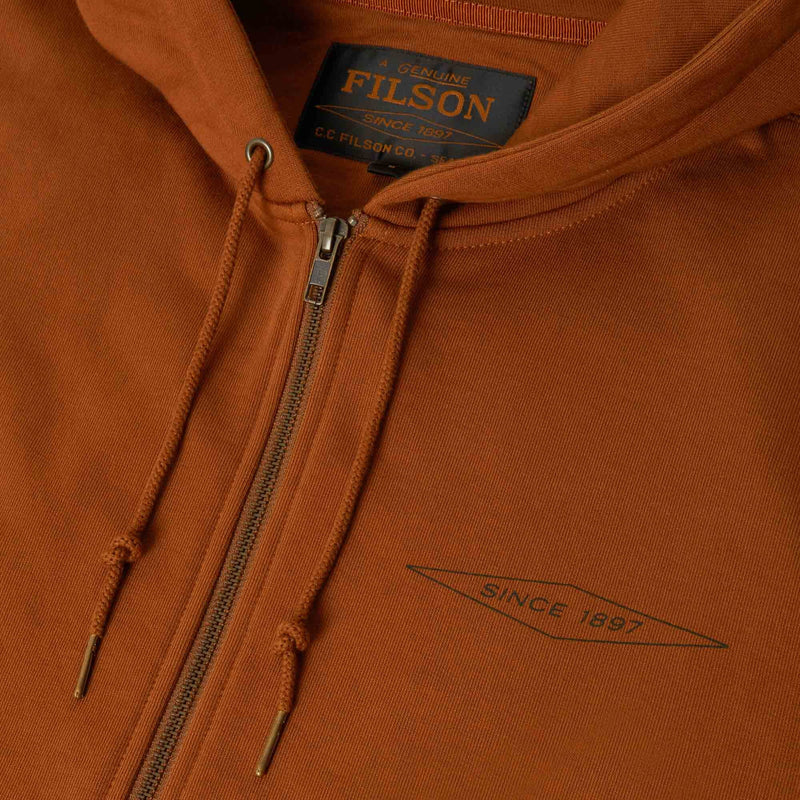Outrider diamond full zip hood by Filson | Whiskey (Orange)