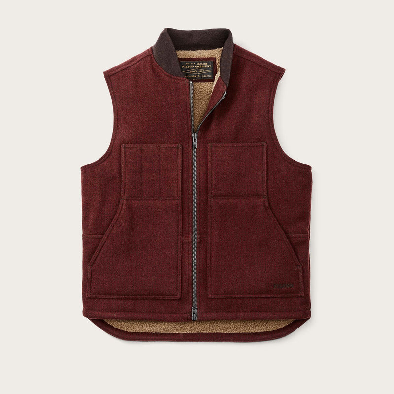 Lined mackinaw wool work vest by Filson | Dark red / black hou (Red)