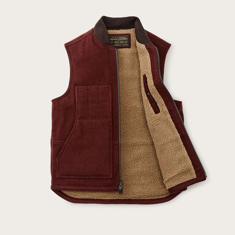 Lined mackinaw wool work vest by Filson | Dark red / black hou (Red)