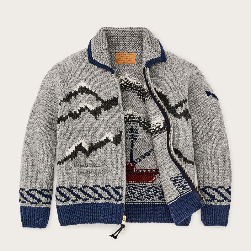 Handmade full-zip sweater par Filson | Heather gray / fishing boat (Gray)