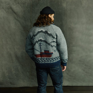 Handmade full-zip sweater par Filson | Heather gray / fishing boat (Gray)