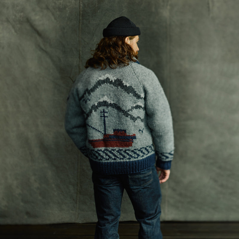 Handmade full-zip sweater par Filson | Heather gray / fishing boat (Gray)