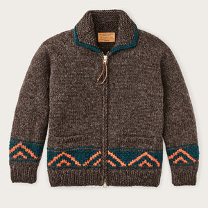 Handmade full-zip sweater by Filson | Heather brown / mall (Brown)