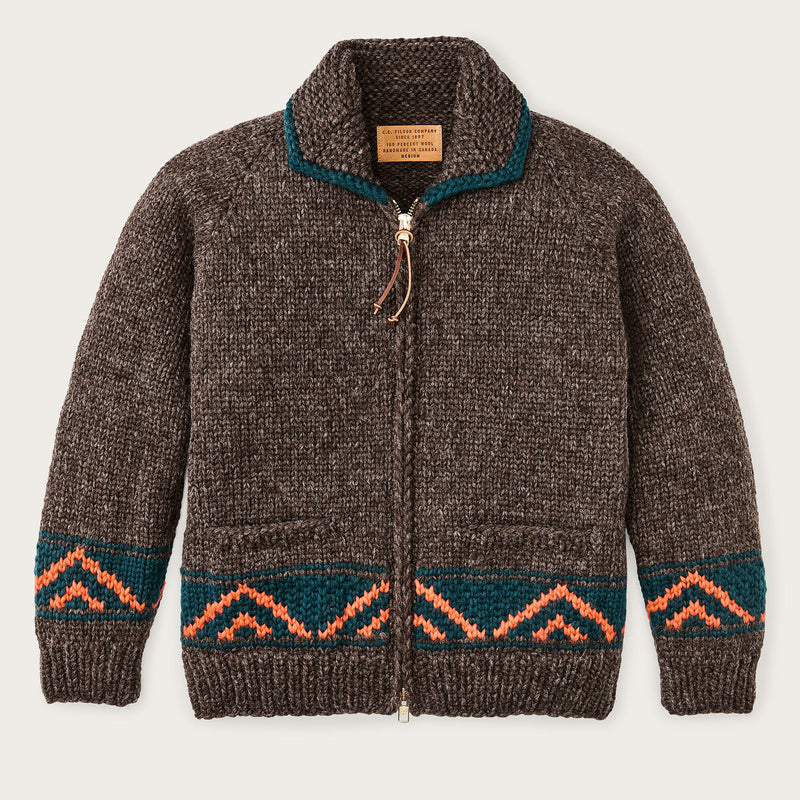 Handmade full-zip sweater by Filson | Heather brown / mall (Brown)