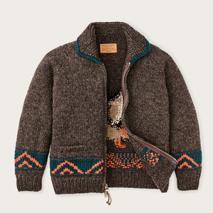 Handmade full-zip sweater by Filson | Heather brown / mall (Brown)
