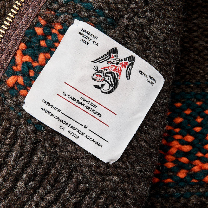 Handmade full-zip sweater by Filson | Heather brown / mall (Brown)