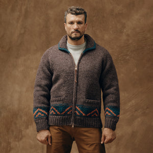 Handmade full-zip sweater by Filson | Heather brown / mall (Brown)