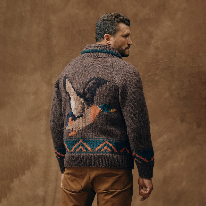 Handmade full-zip sweater by Filson | Heather brown / mall (Brown)