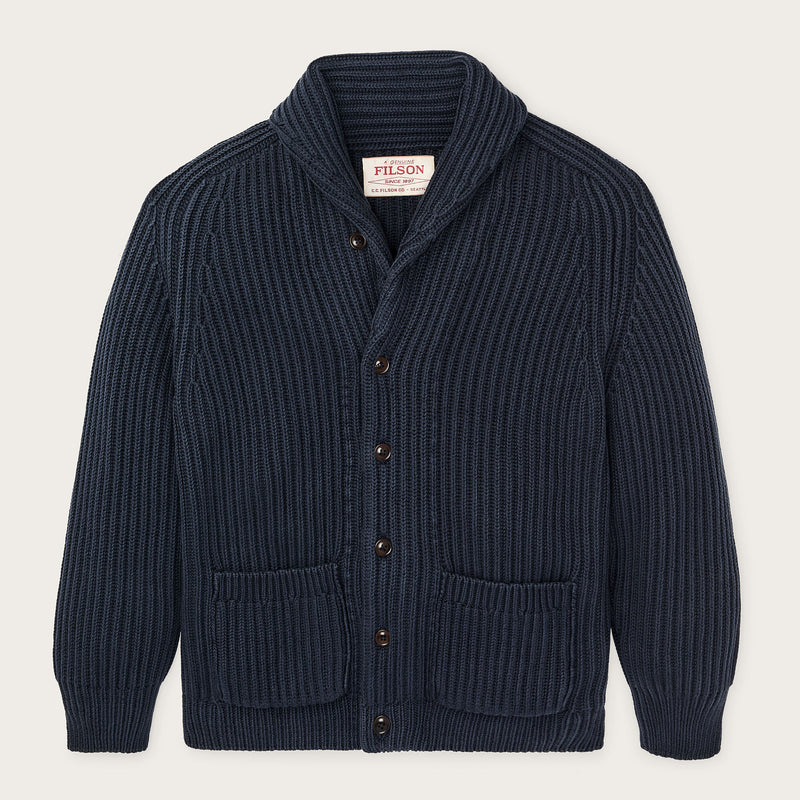 Fisherman rib cotton cardigan by Filson | Navy (Blue)